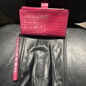 Kate Spade Fuchsia Croc-Embossed Wristlet